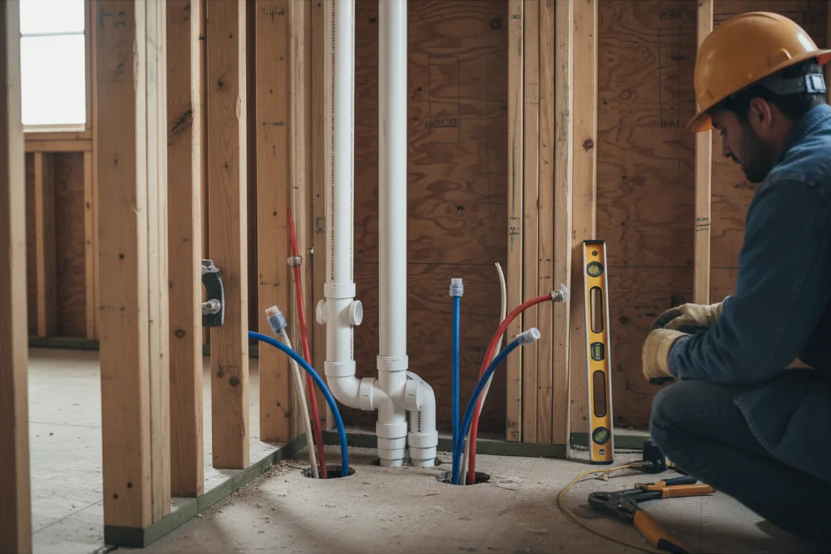 Drain and supply rough-in during Leak Detection in Beaufort