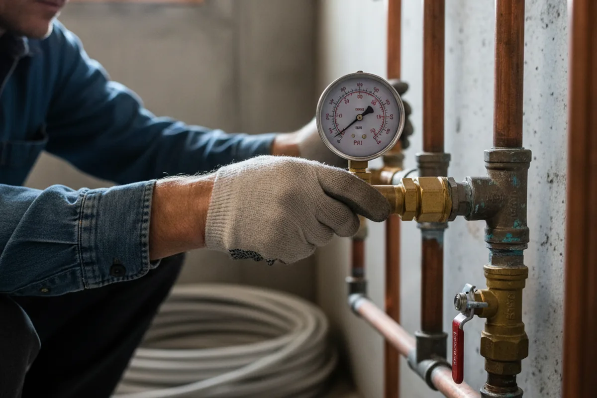Pressure testing a repaired line during Water Line Repair in Beaufort